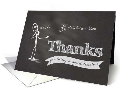 Thanks Teacher chalkboard stickman custom name card (1374254)