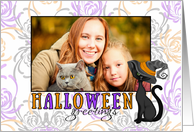 Halloween greetings - Black cat custom photo card