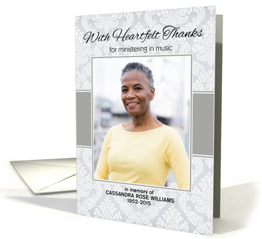 Sympathy Heartfelt Thanks for Music Ministry Custom Photo/Name card