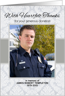 Sympathy Heartfelt Thanks for Donation Custom Photo/Name card