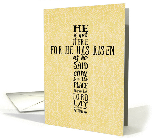 Easter Scripture, Matthew 28:6, He is Not Here, He is Risen card