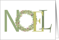 NOEL Modern Christmas Wreath Typography card