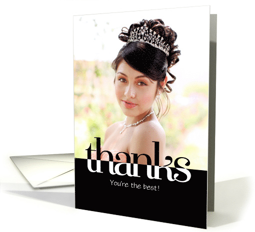 Thanks Black & White Modern photo name card (1396928)