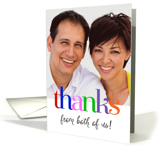 Thanks from both of us, colorful custom photo card (1397522)