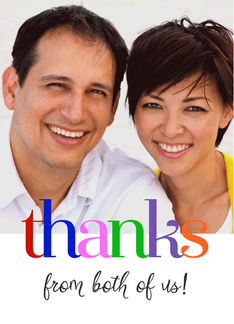 Thanks from both of us, colorful custom photo