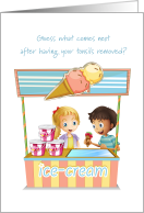 Good Luck with Tonsillectomy child eating ice cream card