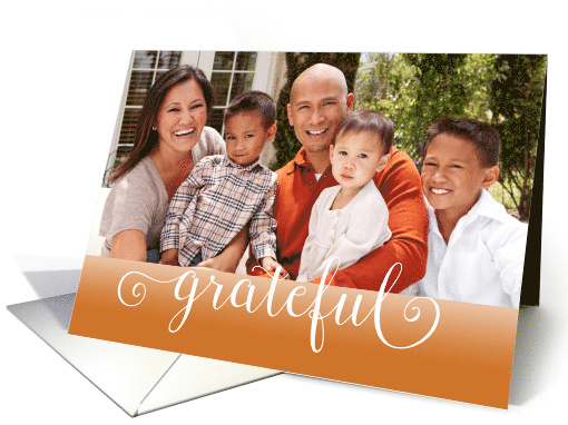 Simply grateful Thanksgiving custom photo card (1407786)