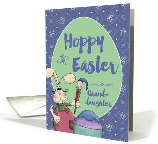 To Granddaughter, Hoppy Easter Bunny Artist painting egg card