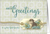 Great Grandma Birthday Greetings Vintage Kitty tag card