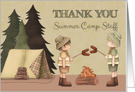 Summer Camp Staff Thank You two boys around campfire card
