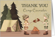 Camp Counselor Thank You two boys around campfire card