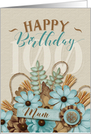 Mum 100th Birthday Flowers Scrapbook appearance card