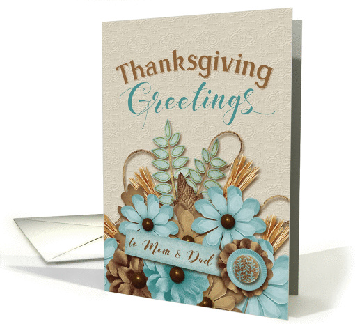 Mom & Dad - Thanksgiving Greetings So Blessed Scrapbook effect card