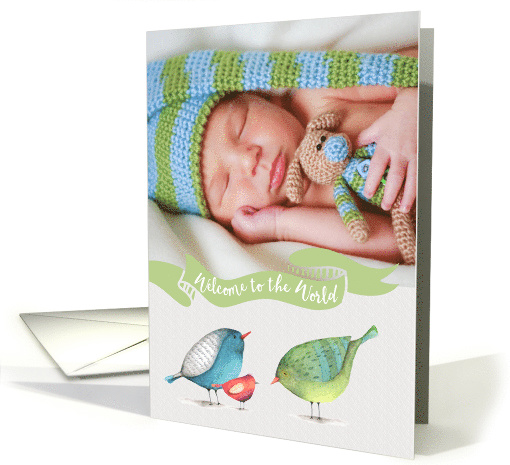 Baby Welcome to the World little birdies photo card (1461764)