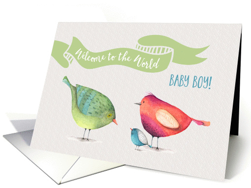Baby Boy Welcome to the World little birdies card (1461770)