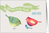 Baby Boy Welcome to the World little birdies card