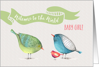 Baby Girl Welcome to the World little birdies card