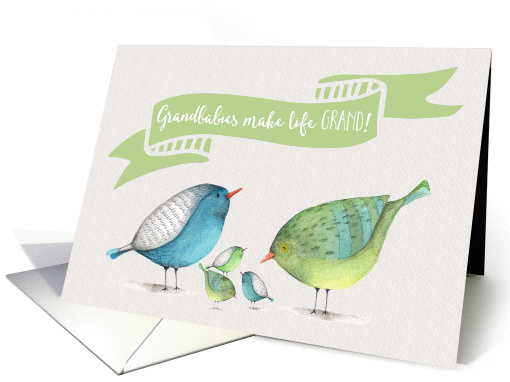 Congrats on Triplets - Grandbabies make life GRAND little birdies card