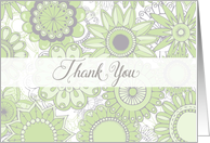 Business Thank You for your purchase modern green flowers card