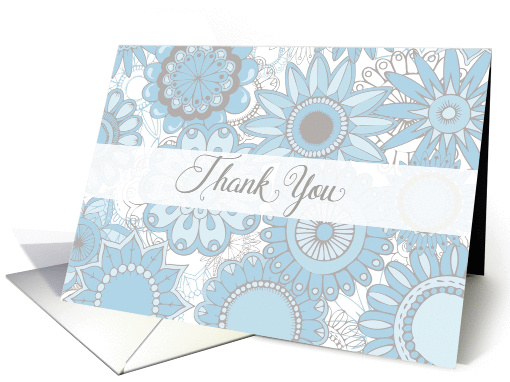 Thank You modern blue flowers card (1462932)