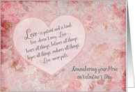 Remembering your Mom Valentine Scripture 1 Cor 13 - Love is Patient card