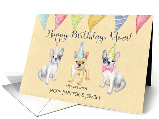 Mom's Birthday Three Dogs from all of us - custom names card (1473166)