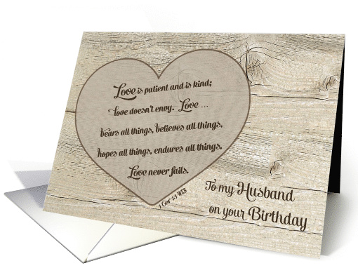 To Husband Birthday Scripture 1 Cor 13 - Love is Patient and Kind card