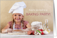Invitation Baking Party Child in Chef Hat Rolling Dough card