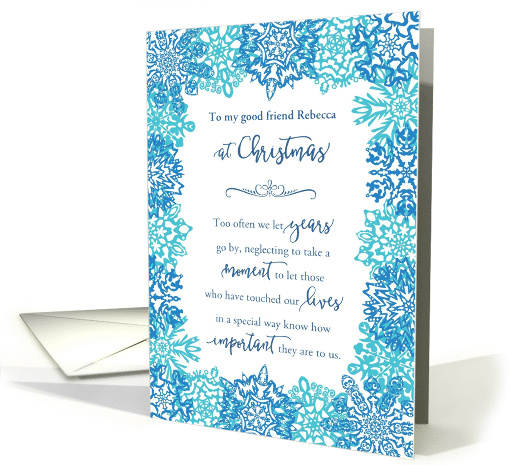 Friend at Christmas Snowflakes personalize with name card (1505284)