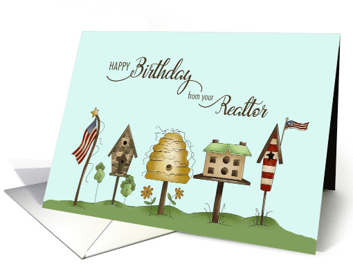 Birthday from your Realtor, Birdhouses & Flags card (1507664)