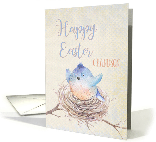 To Grandson, Happy Easter Blue Bird in Nest card (1515612)