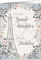 Birthday to a sweet Granddaughter Eiffel Tower watercolor flowers card