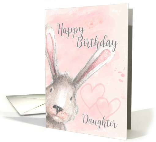 Happy Birthday Daughter Watercolor Bunny Rabbit card (1533906)