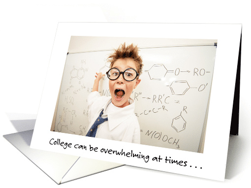 Missing You While Away at College Overwhelmed Student card (1567928)