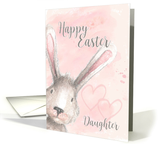 Happy Easter Daughter Watercolor Bunny Rabbit card (1603164)