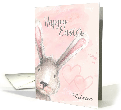 Happy Easter Watercolor Bunny Rabbit Personalize Name card (1603196)