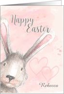 Happy Easter Watercolor Bunny Rabbit Personalize Name card