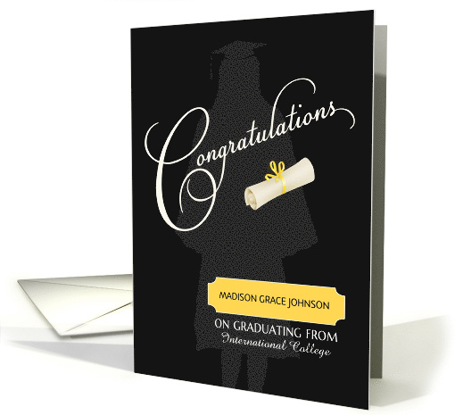 College Graduation Congratulations Female Custom Name & School card