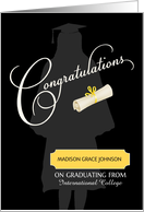 College Graduation Congratulations Female Custom Name & School card