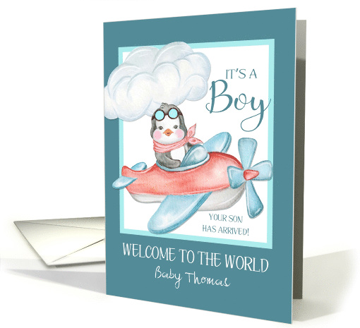 Congratulations It's a Boy Custom Name Welcome to the World card