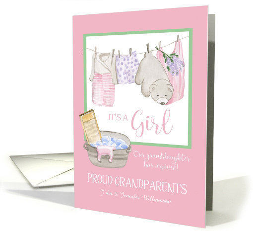 It's a Girl - Proud Grandparents Announcement Clothesline card