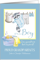 It’s a Boy - Proud Grandparents Announcement Clothesline card