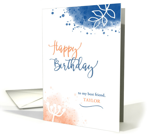 Happy Birthday Friend Custom Name Modern Watercolor card (1630264)