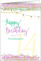 Happy 14th Birthday Granddaughter Modern Watercolor card
