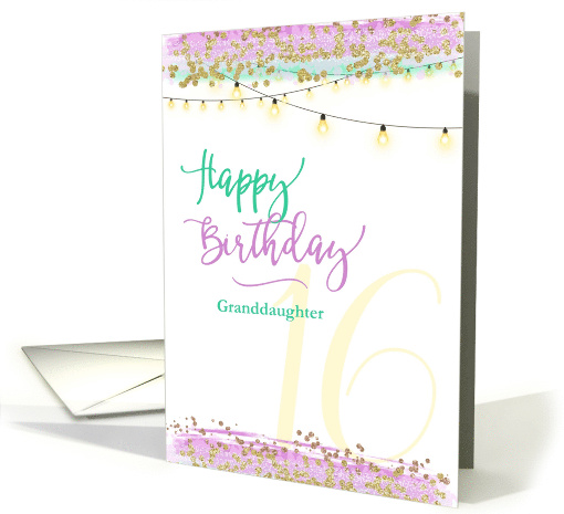 Happy 16th Birthday Granddaughter Modern Watercolor card (1630978)