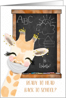 Back to School Giraffe with Covid 19 Mask and Chalkboard Personalized card