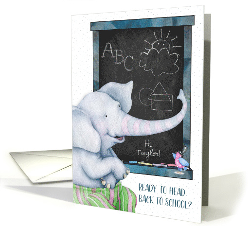 Back to School Elephant Chalkboard Personalize card (1633612)