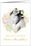 Baby Announcement Welcome to the World Watercolor Photo card