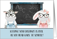 Back to School Cool Animal Kids with Glasses and Covid 19 Masks card