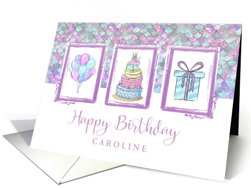 Happy Birthday Custom Name Balloons Cake and Gift card (1640676)
